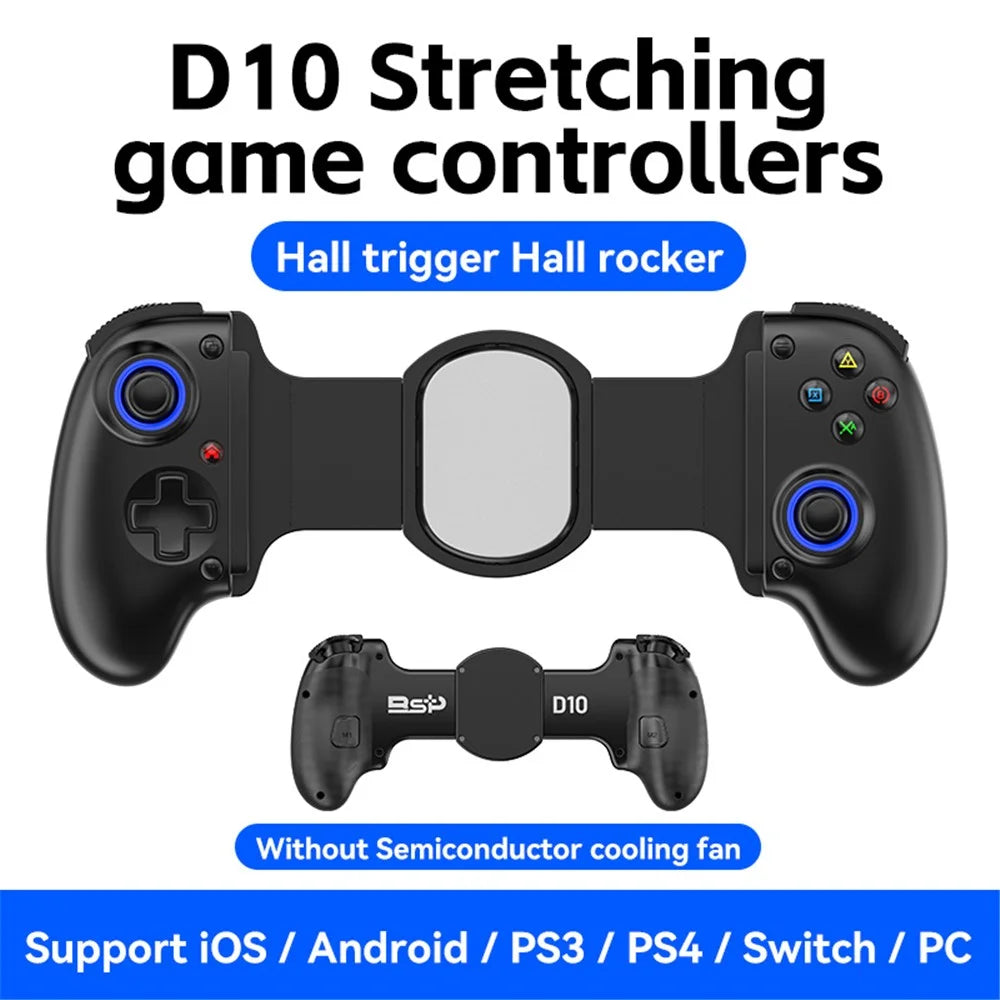 D10 Stretchable Wireless Game Controller Hall-Rocker Handheld Gamepad for Nintendo Switch - Black - 2