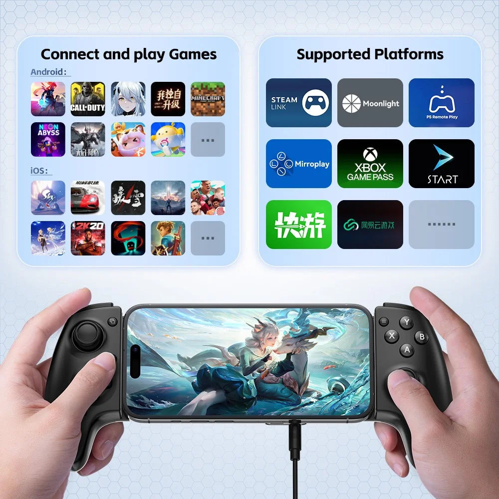 GAMWING Aobing Max Bluetooth-Compatible / Type C Wired Dual Mode Expandable Grip Mobile Game Controller - Black - 7