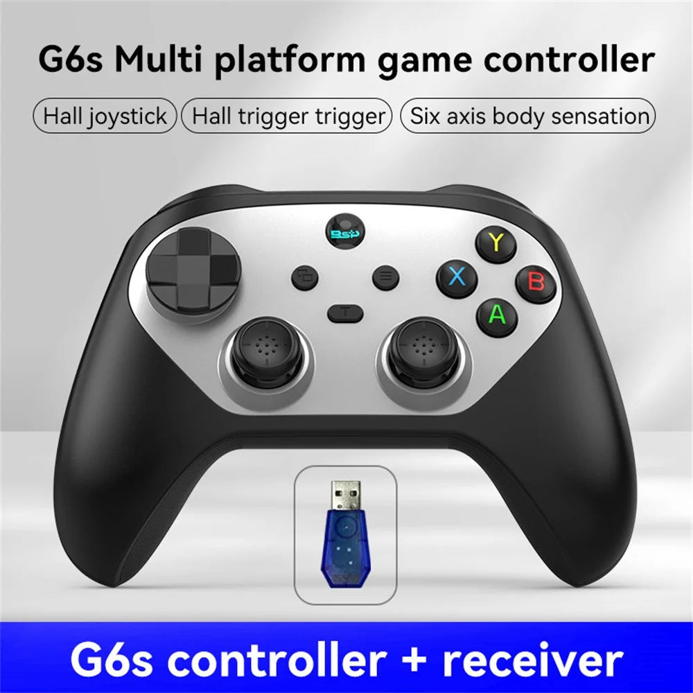 G6S Hall Joystick Trigger Six Axis Body Sensation Bluetooth-compatible Wireless Gamepad for Switch / iOS / Android / PC, with Receiver - Black / White - 2