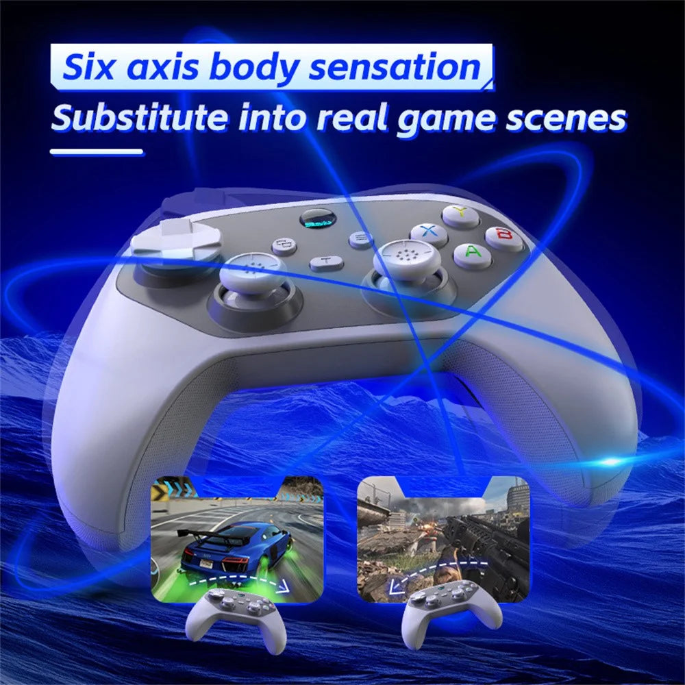 G6S Hall Joystick Trigger Six Axis Body Sensation Bluetooth-compatible Wireless Gamepad for Switch / iOS / Android / PC, with Receiver - Black / White - 6