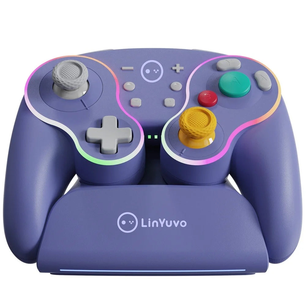 LINYUVO For Nintendo Switch / Tablet / Android / PC Wireless Gaming Controller with Charging Dock Mechanical Buttons - Purple - 1
