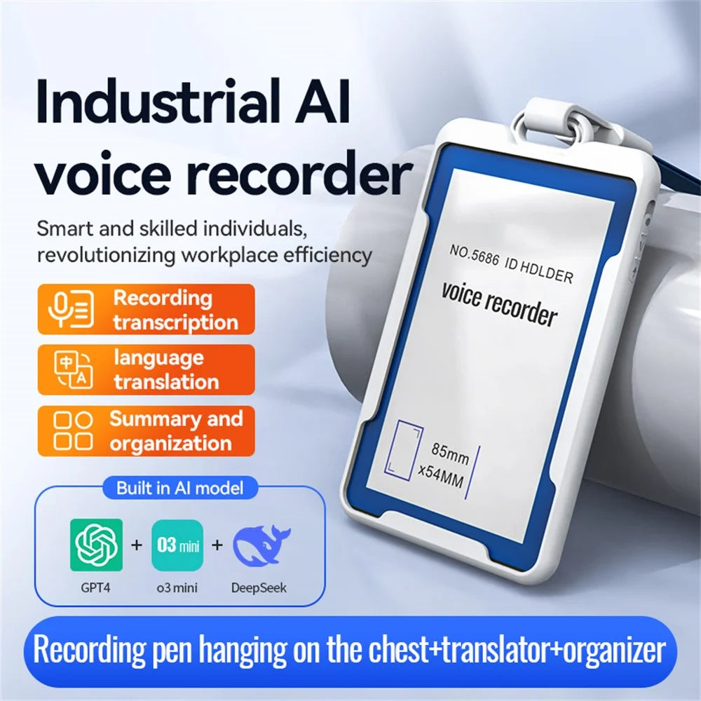 K3A 64GB Badge Shaped AI Voice Recorder ChatGPT Smart Transcription Translation APP Control - 4