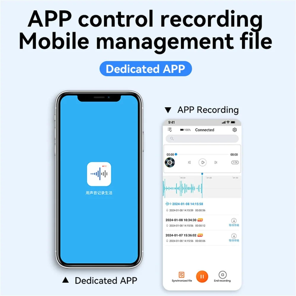 Q61A 16GB AI Voice Recorder ChatGPT Smart Transcription Translation App Controlled - 4