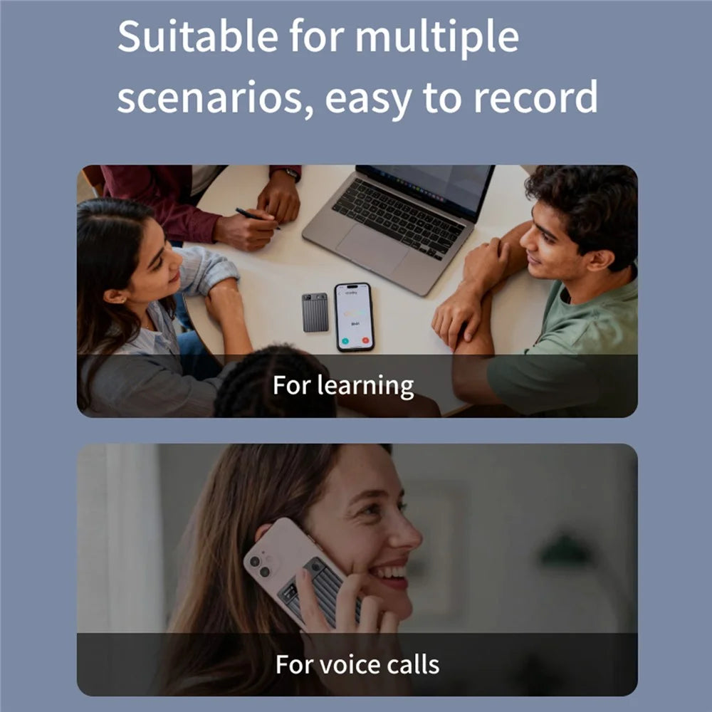 AI7 8GB AI Voice Recorder Real Time Transcription Ultra Thin Smart Recording Card Voice-to-Text Meeting Recorder - Grey - 7