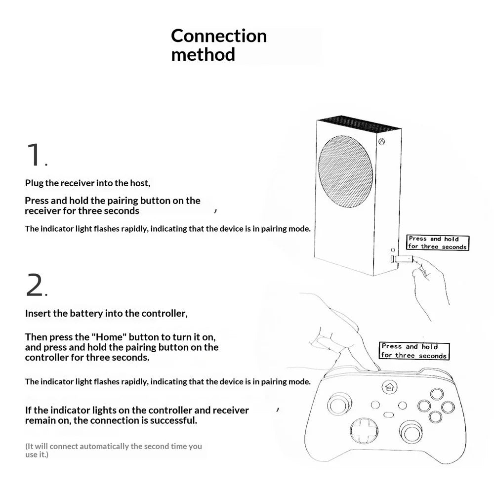 Game Controller for Xbox Series S / X / Xbox One / One S / One X / PC 2.4G Wireless Gamepad with Receiver - Black - 5