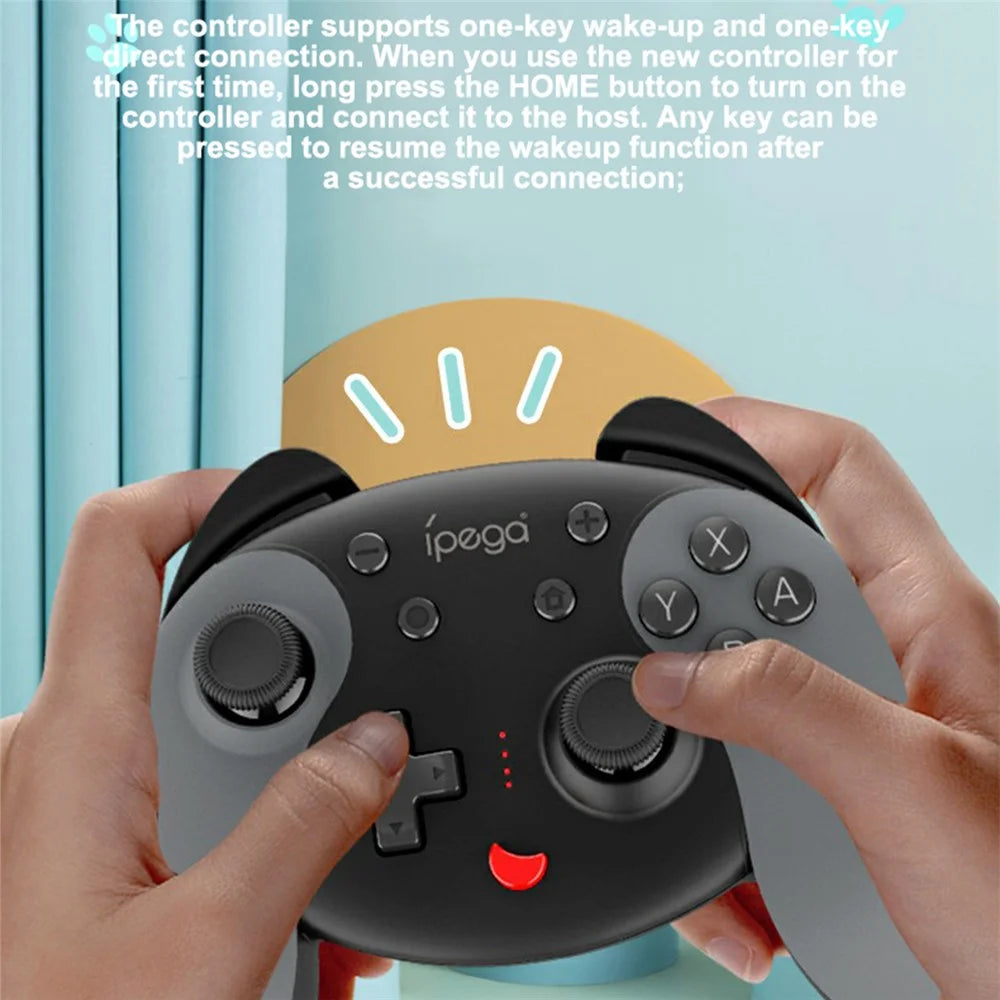 IPEGA PG-SW068 Wireless Game Controller Bluetooth-compatible Joystick with Six-axis Gyroscope NFC Vibration for Nintendo Switch - Black/Grey - 4