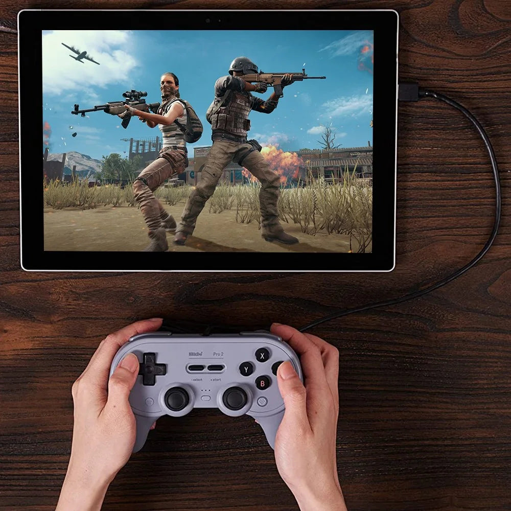 8BITDO Pro 2 Wired Controller Steam Game Console Gamepad with Modifiable Vibration for Nintendo Switch/Windows - Grey - 2