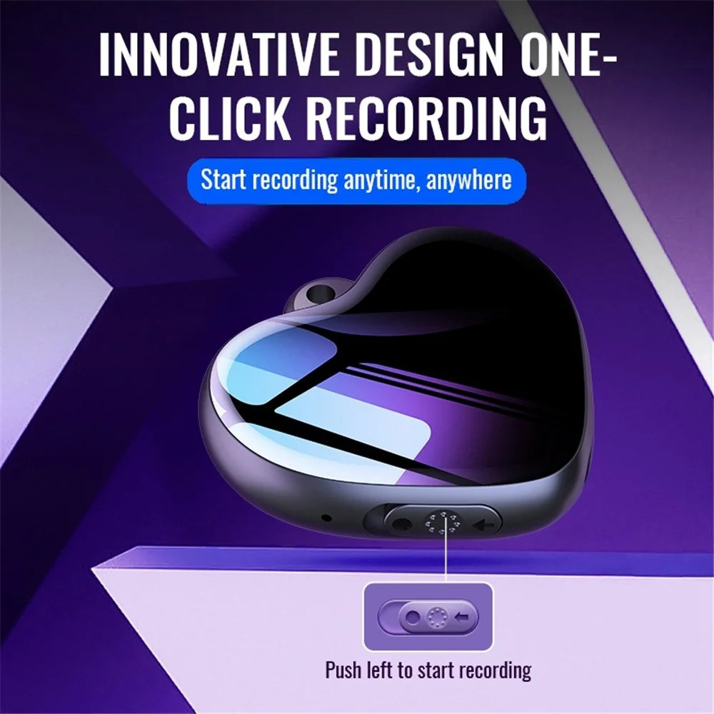 Q66 16GB Heart-Shaped Pendant Voice Recorder Mini HD Audio Recording Storage Device for Lectures Meetings Classes - 4