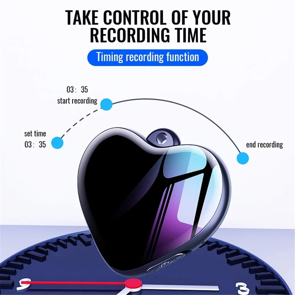 Q66 16GB Heart-Shaped Pendant Voice Recorder Mini HD Audio Recording Storage Device for Lectures Meetings Classes - 7