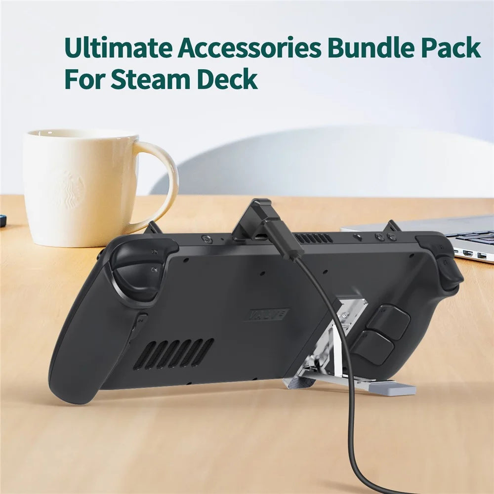 JYS JYS-SD015 For Steam Deck / Switch OLED / Lite Rocker Caps Thumb Grip Covers + Back Bracket + Type-C Adapter - 4