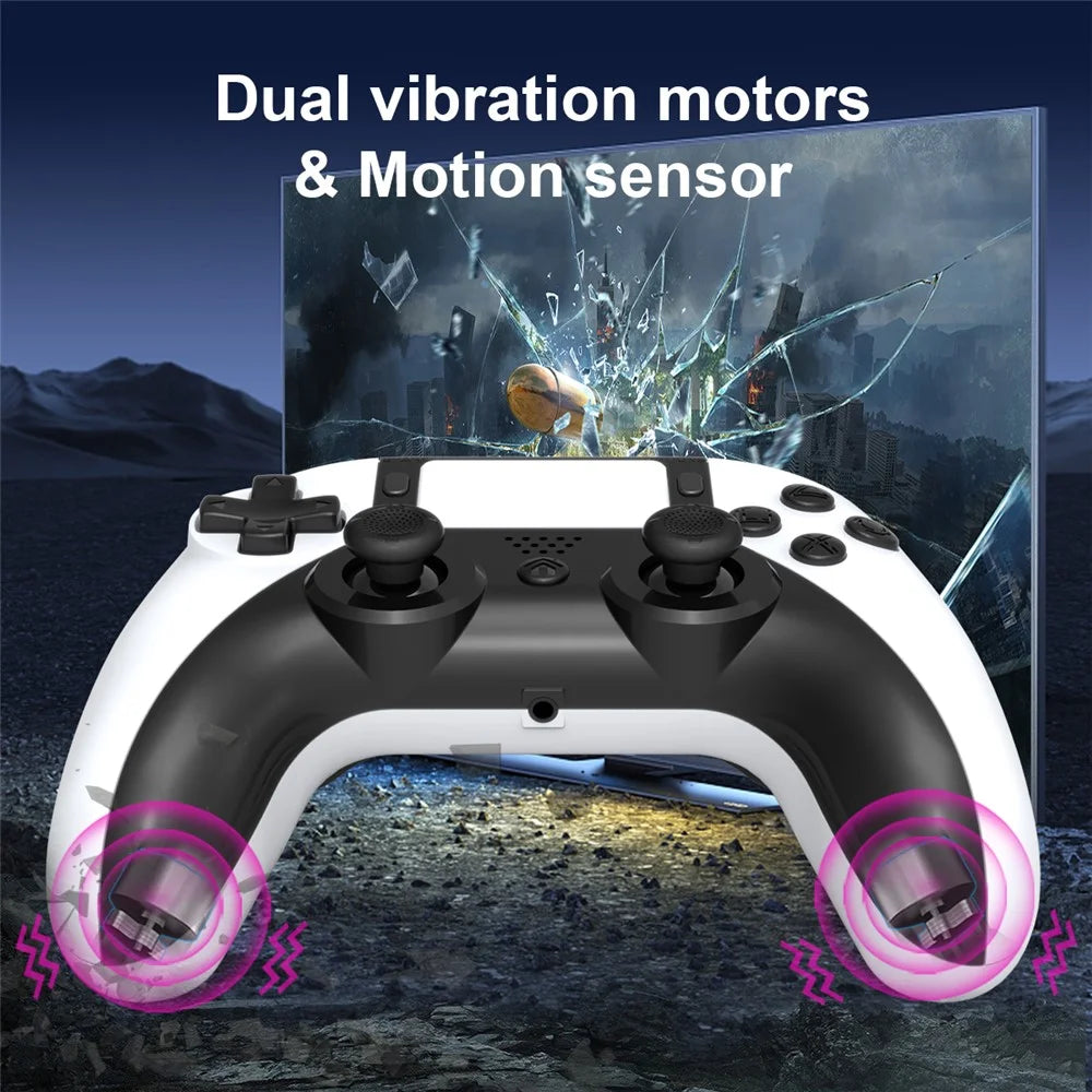 TOPWOLF HS-PS4252 For PS4 Bluetooth-compatible Controller PC Programmable Dual Vibration Gamepad - Black / White - 5