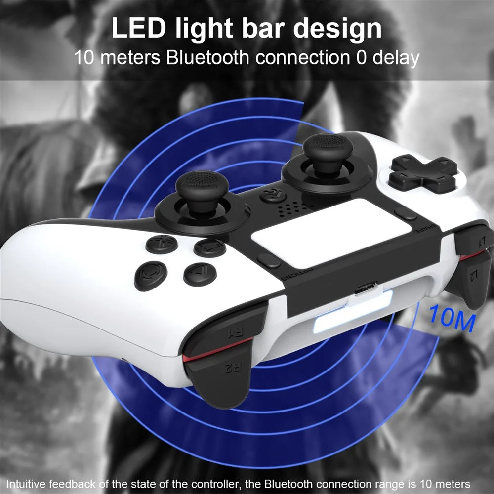 TOPWOLF HS-PS4252 For PS4 Bluetooth-compatible Controller PC Programmable Dual Vibration Gamepad - Black / White - 7
