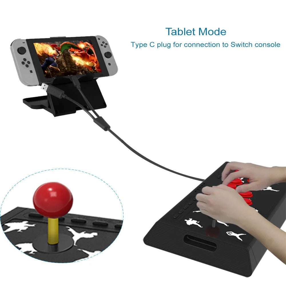JYS Arcade Combat Stick Joystick Game Controller for PC X-input/Nintendo Switch - 4