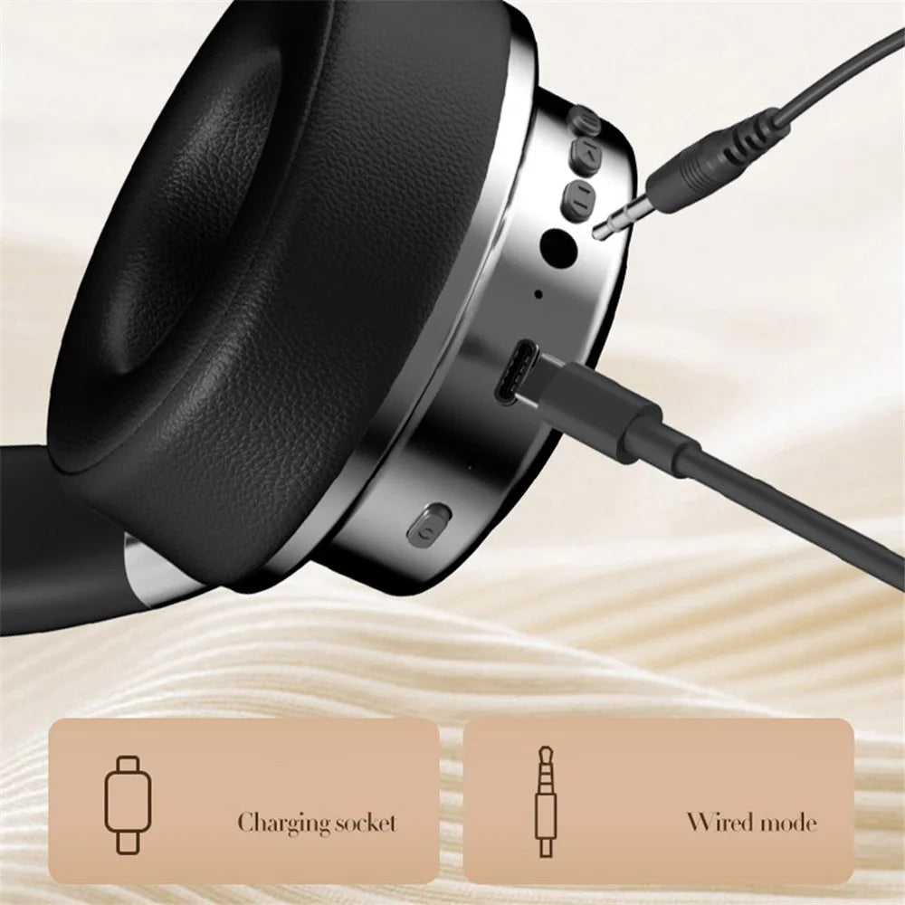 CR-9 Metal Retro Over-Ear Wireless Headset Bluetooth-compatible 5.4 HiFi Music Gaming Headphone - Silver+Black - 6