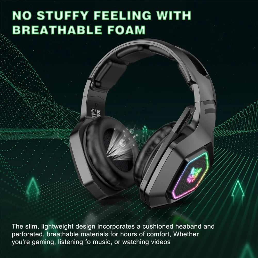ONIKUMA B100 2.4G Wireless / Bluetooth-compatible 5.3 / Wired Over-ear Headset RGB Light E-sports Gaming Headphone - Black - 7