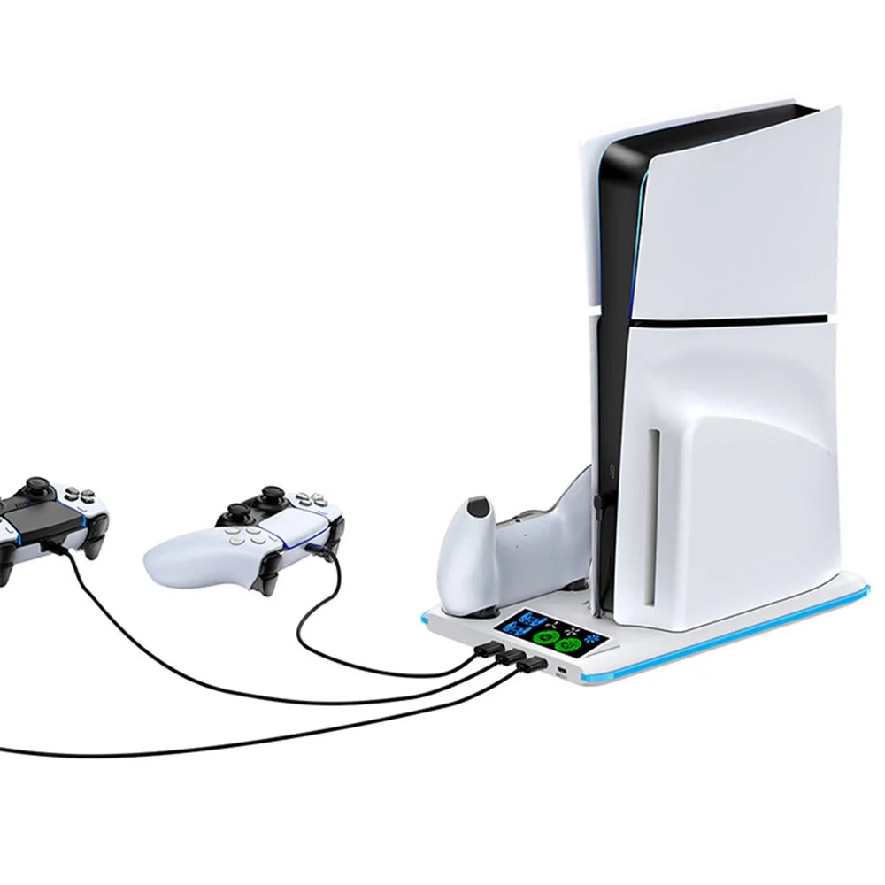 OIVO IV-P5364 Charging Station for Sony Playstation 5 / PS5 Slim RGB Cooling Station with Dual Controller Charger - 4