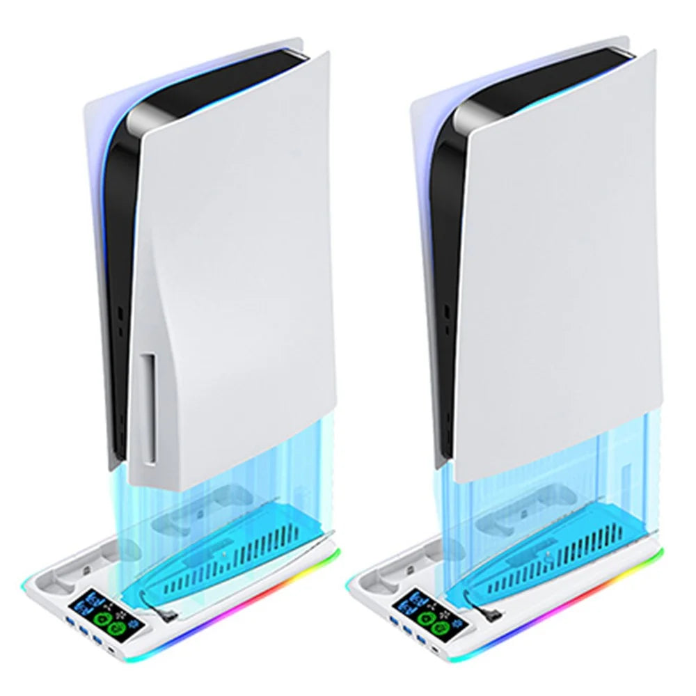 OIVO IV-P5364 Charging Station for Sony Playstation 5 / PS5 Slim RGB Cooling Station with Dual Controller Charger - 5
