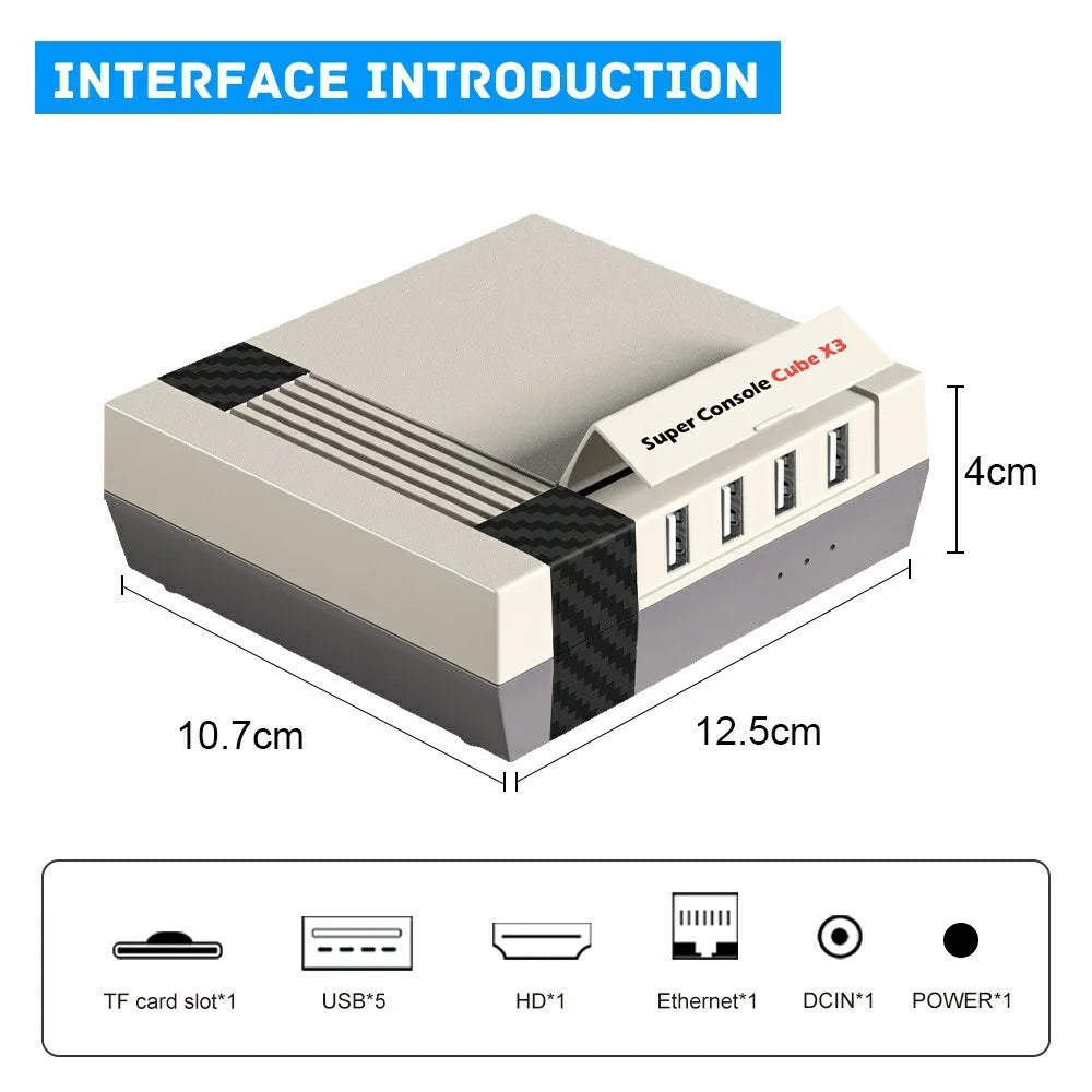 Super Console Cube X3 Three Systems Retro Gaming Console HD TV Box Built In 100000 Games with Gamepad, 128G Storage - 7