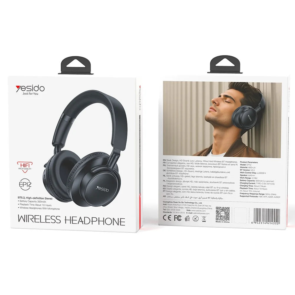 YESIDO EP12 Over-Ear Bluetooth-Compatible Headphones Zero-Pressure Comfort Wired / Wireless Dual Mode - 7