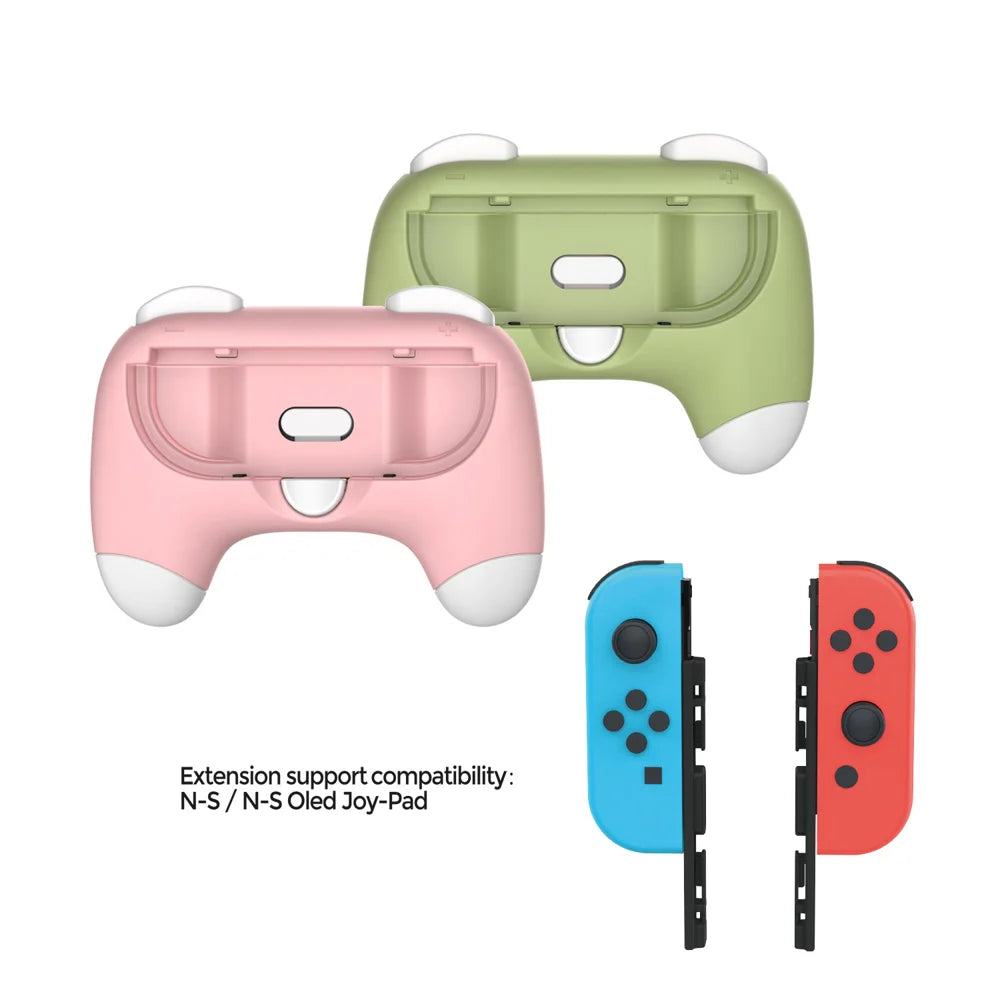 DOBE FOMIS ELECTRONICS TNS-3163S 2Pcs Joy-Con Grip for Nintendo Switch 2/Switch OLED/Switch Ergonomic Controller Handle - White+Pink+Green - 3
