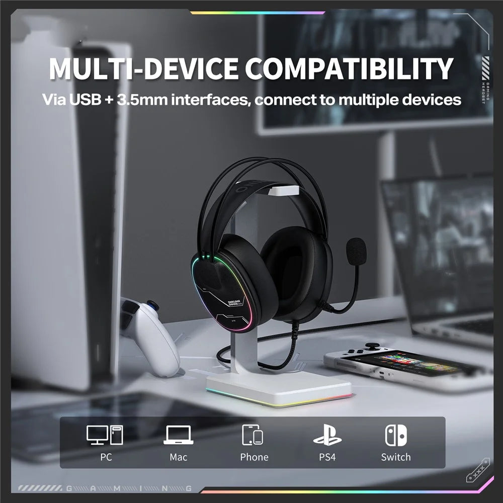 ONIKUMA X91 Gaming Headset Wired Over-Ear Headphones with Microphone RGB LED For PC / PS5 / Gaming - Black - 6