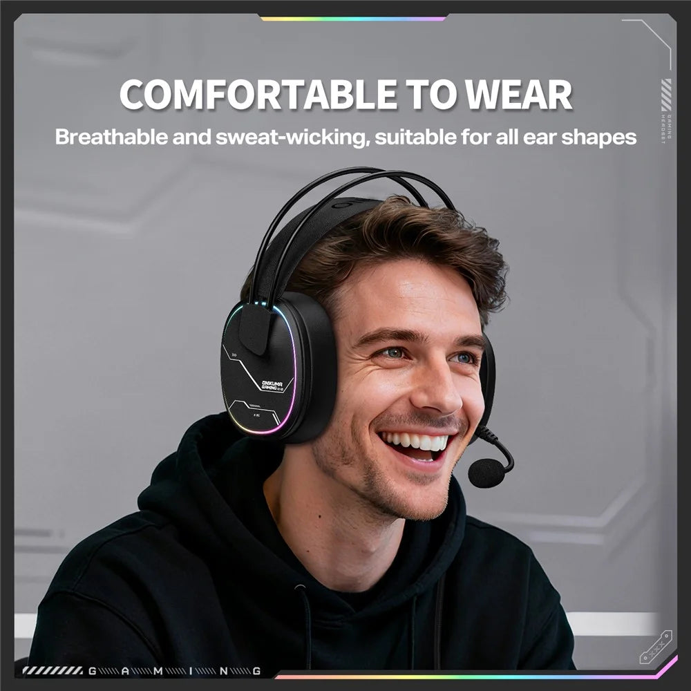 ONIKUMA X91 Gaming Headset Wired Over-Ear Headphones with Microphone RGB LED For PC / PS5 / Gaming - Black - 7