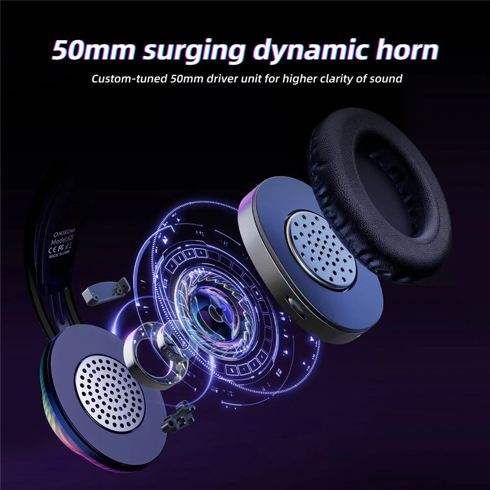 ONIKUMA X29 Gaming Headset Wired Over Ear with Microphone RGB Lighting For PC / Console Gaming - Black - 7