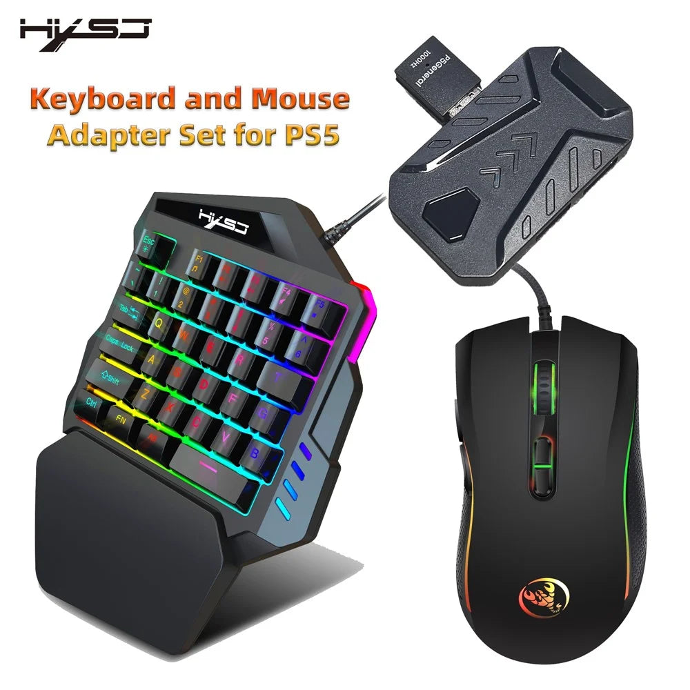 HXSJ P5+V100+A869 Gaming Keyboard Mouse Console Controller Adapter Converter Set for PS5 / PS4 / PS3 / Xbox One / Xbox 360 / Nintendo Switch - Black - 2