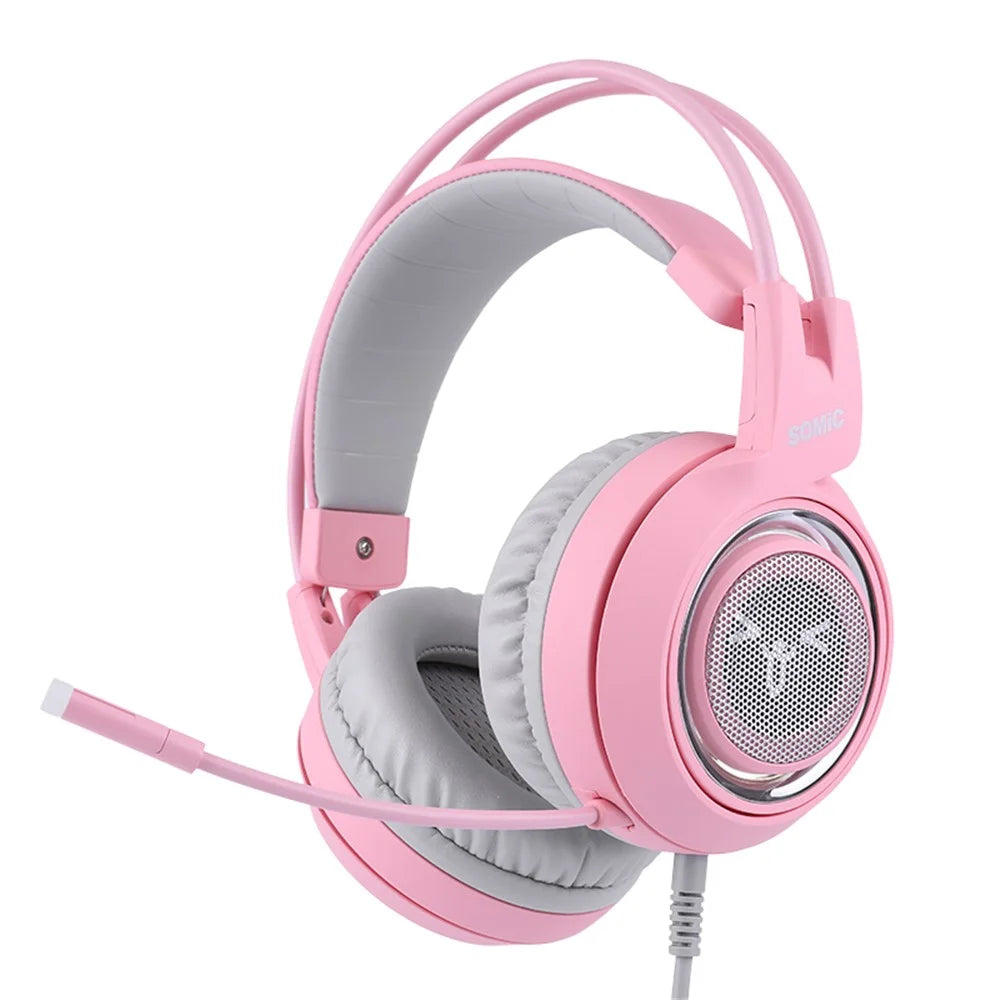 SOMIC G951 Over-ear Anchor E-sports Game Pink Headset USB Wired Headphone - 2