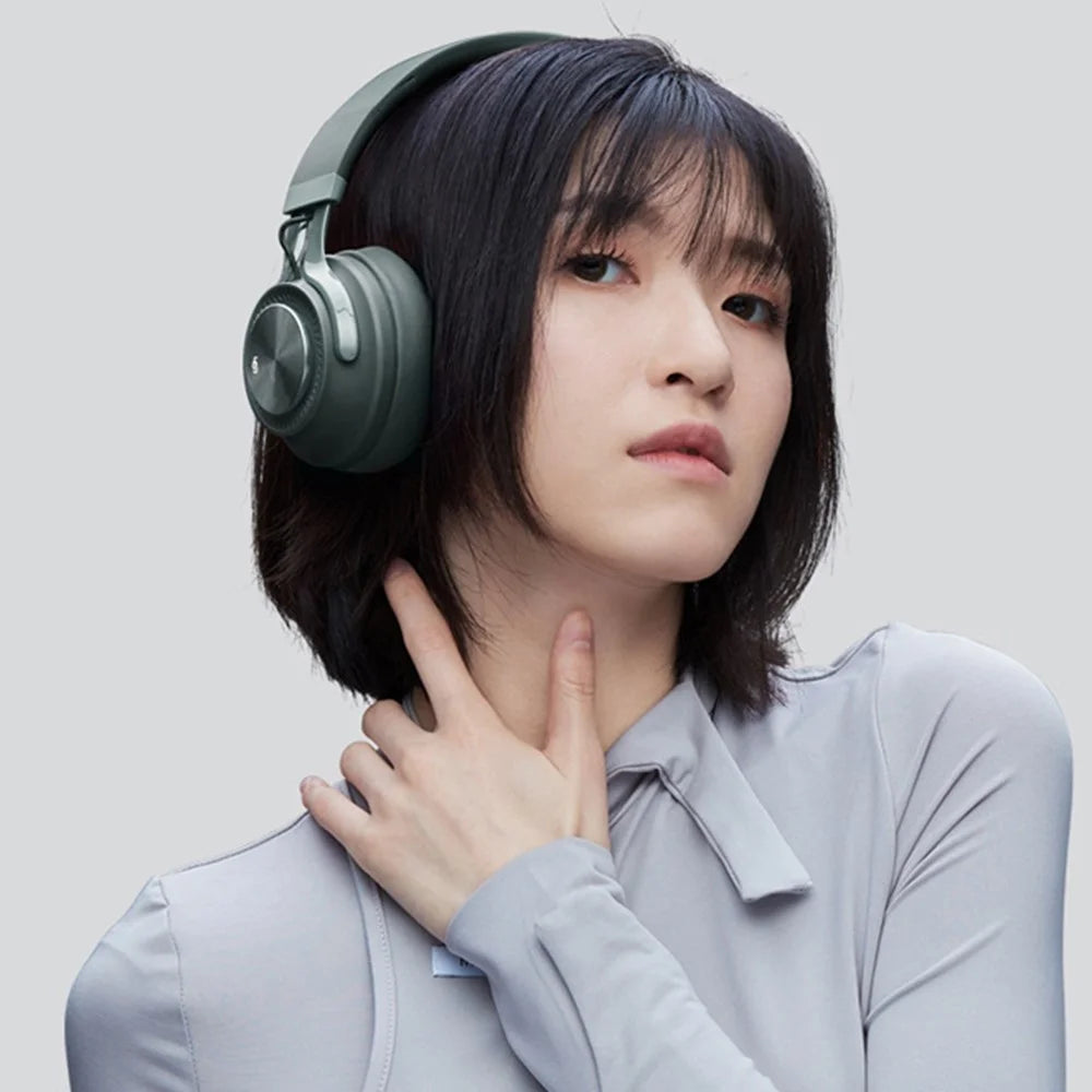FINGERTIME Wireless Headset Foldable Bluetooth-compatible ANC Noise Cancelling Stereo Music Headphone - Blackish Green - 7