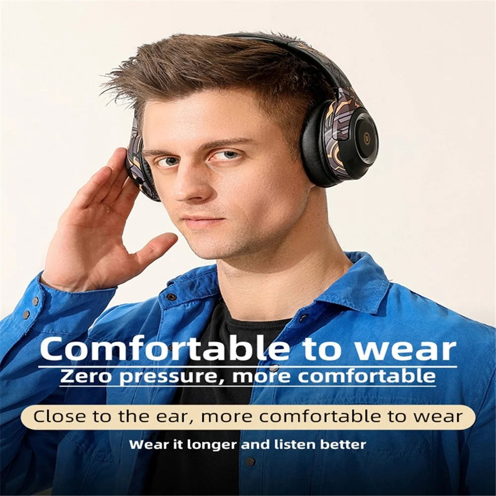 EL-A2 Folding Gaming Headset Graffiti Cool Headphone with Microphone Head-Mounted Bluetooth-compatible Earphone - Black - 2