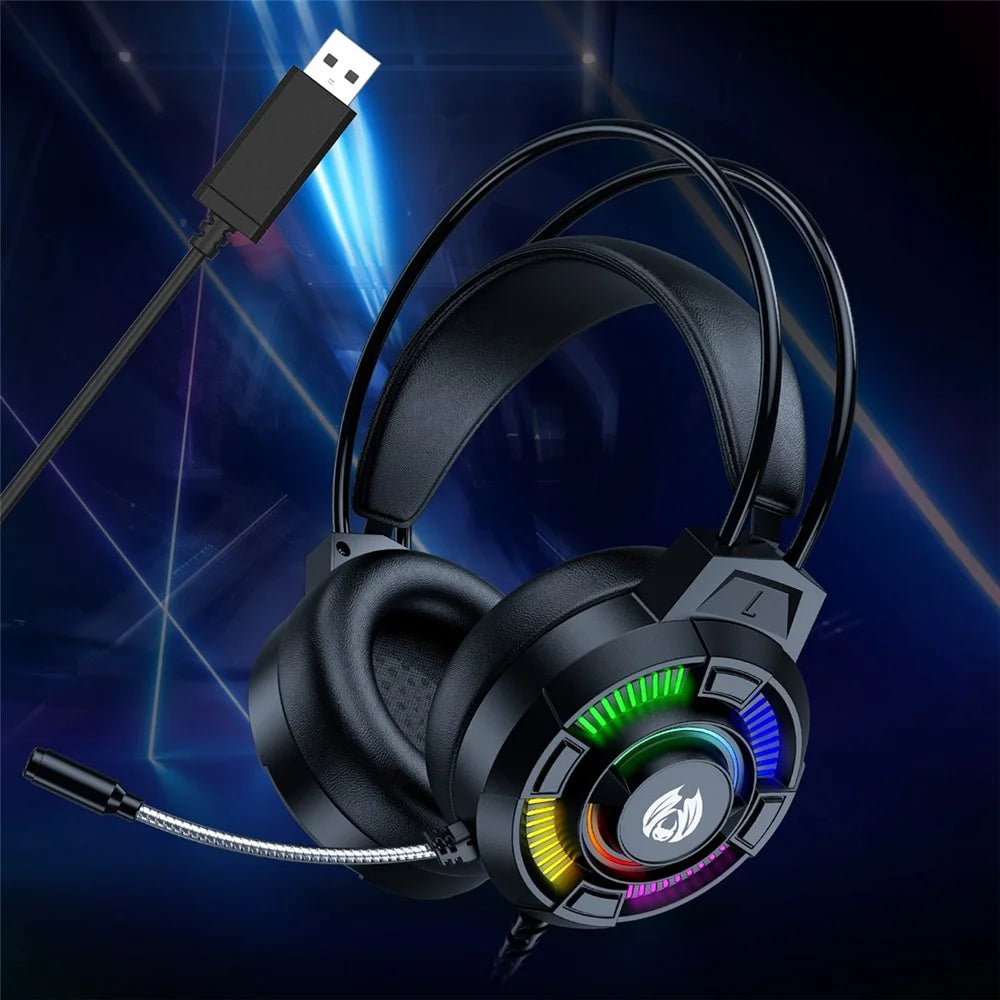 BATXELLENT H81 RGB Wired Headset Adjustable Gaming Headphone Noise Canceling Earphone with Mic for PC, Laptops, Mobile Phones - Black - 3