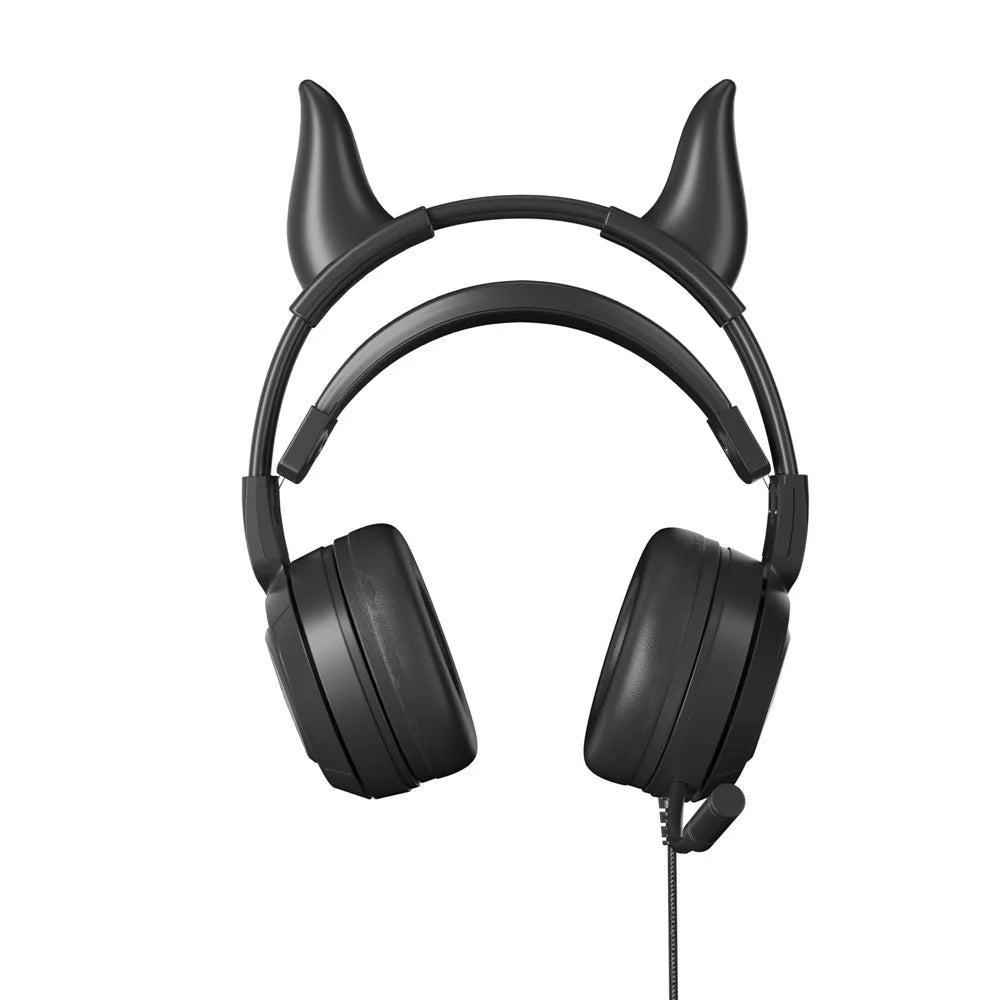 SY-G25 Devil Ears Design RGB Lighting Wired Control Gaming Earphone 3D Surround Sound Game Headset with HD Mic - Black - 2