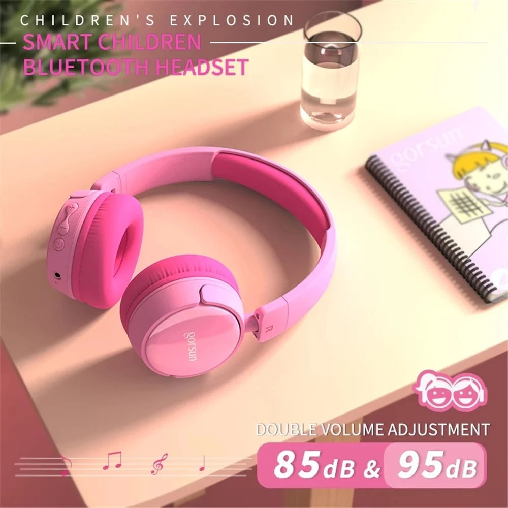 GORSUN GS-E62 Ear-Cover Children Bluetooth-compatible Headset Folding Headphones Wireless Earphones for Mobile Phone Tablet PC - Pink - 5