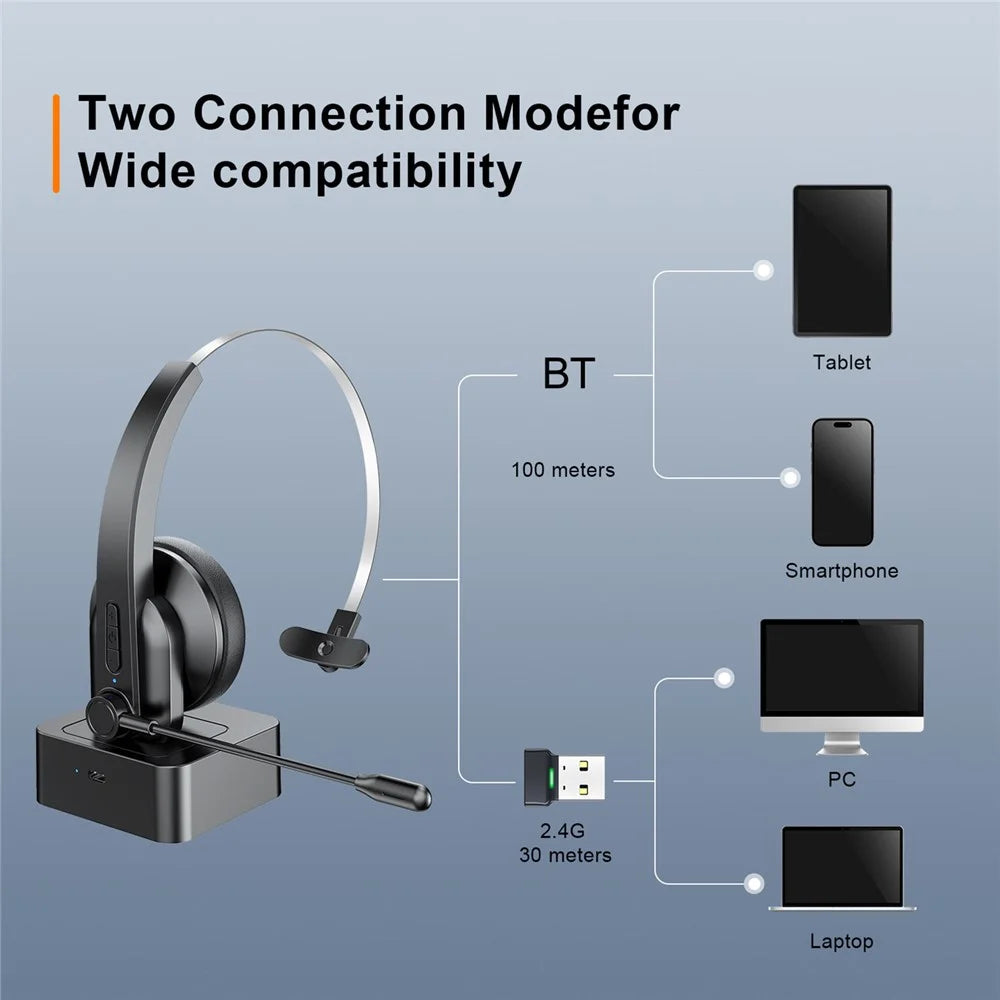 OY631 Bluetooth-compatible 5.3 Headset Customer Service Headphone with Mic Noise-Cancelling Wireless Headset for Truck Driver - 4