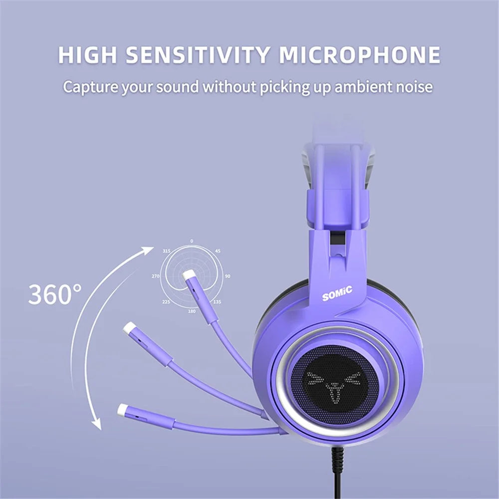 SOMIC G951S E-Sports Gaming Headphone 3.5mm Wired Over-Ear Headset - Purple - 3
