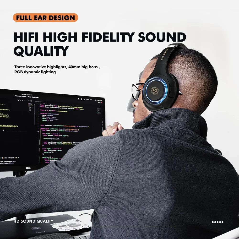 ROCK A8 Wired and Wireless On-Ear Headphones Headset with Microphone Bluetooth-compatible Stereo Headset Over Ear - Black - 3