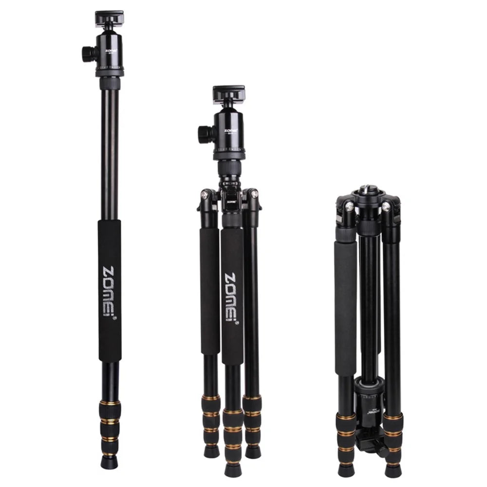ZOMEI Z668 Photo Camera Tripod 4-Section Aluminum Alloy SLR Camera Floor Stand, Black - 2