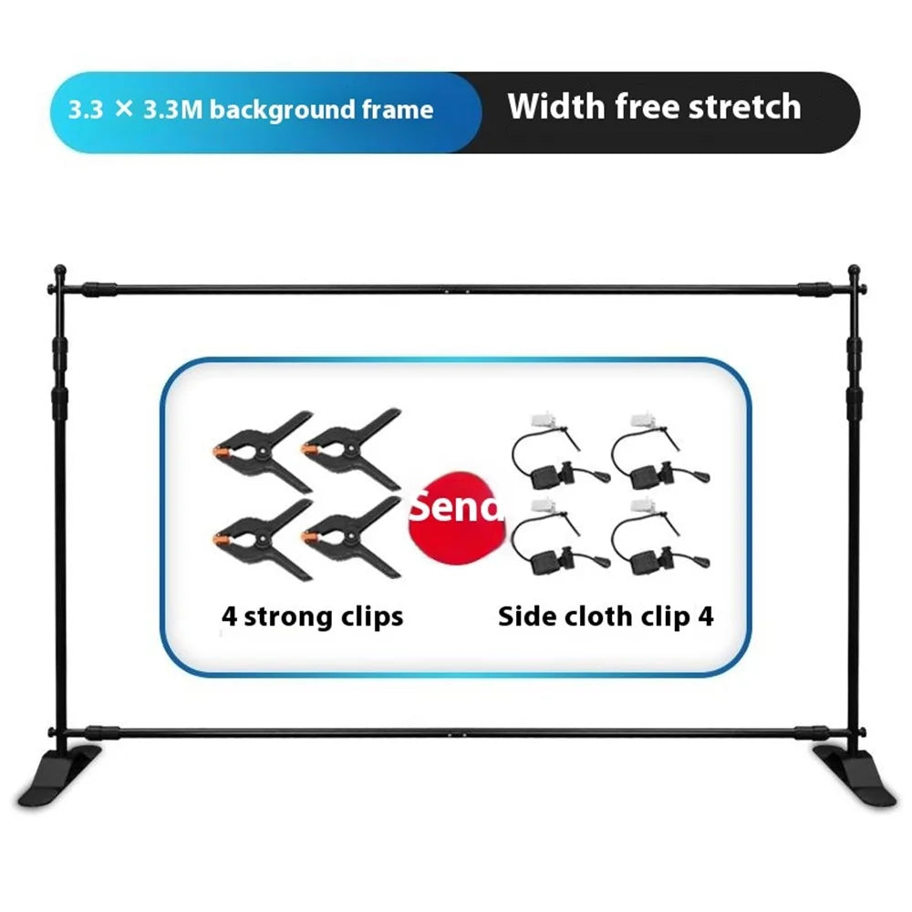 Portable Backdrop Stand 2.6 x 2.6m Display Frame Poster Stand Advertising Board Exhibition Panel - 5