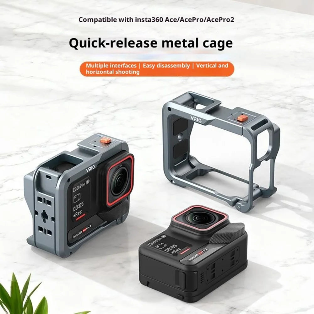VRIG GA-06 For Insta360 Ace / Ace Pro / Ace Pro 2 Quick Release Metal Cage Full Protection Camera Cover - 6