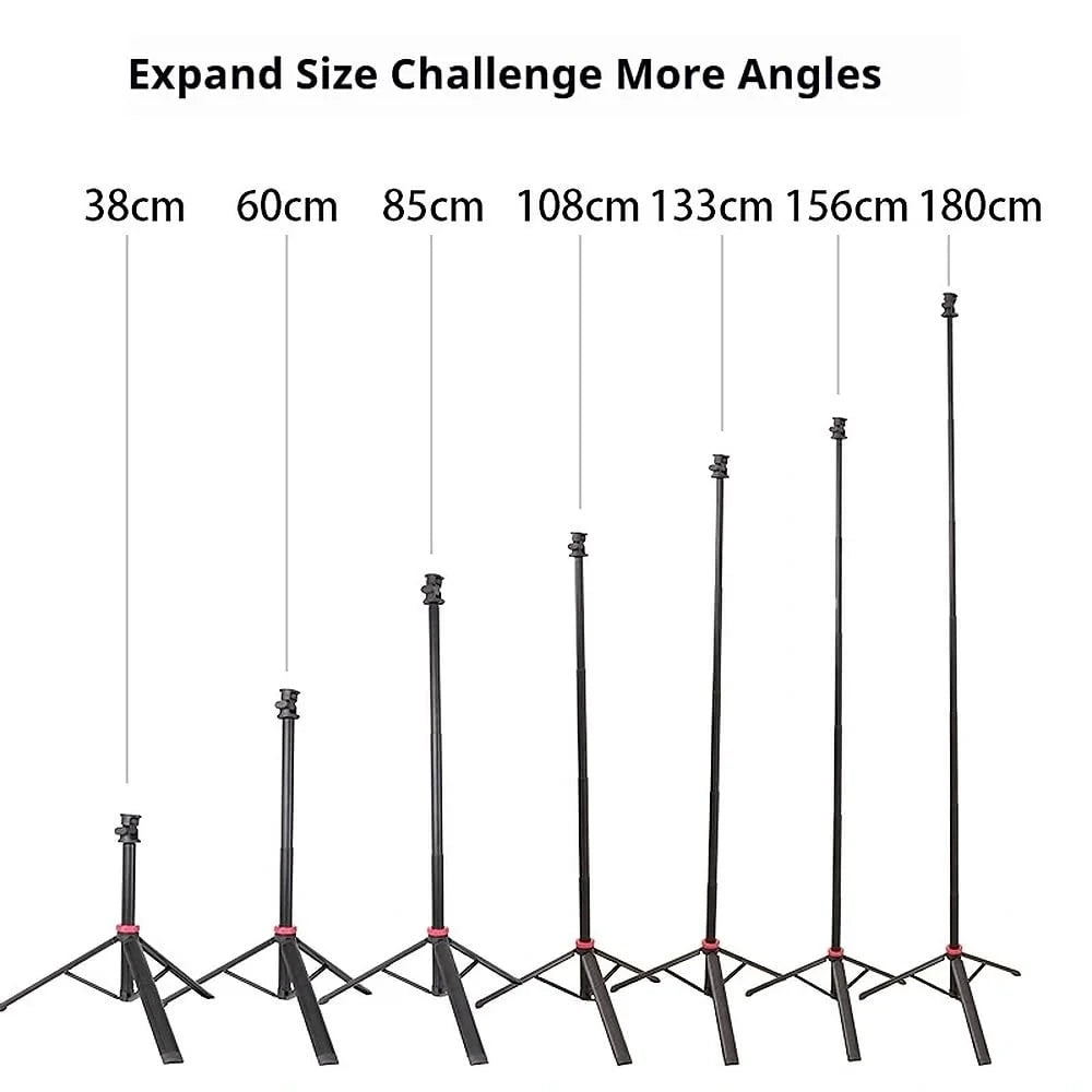 B060 7 Section Telescopic Camera Tripod 6.6ft Aluminum Alloy Portable Travel Stand with Phone Holder - Black - 4
