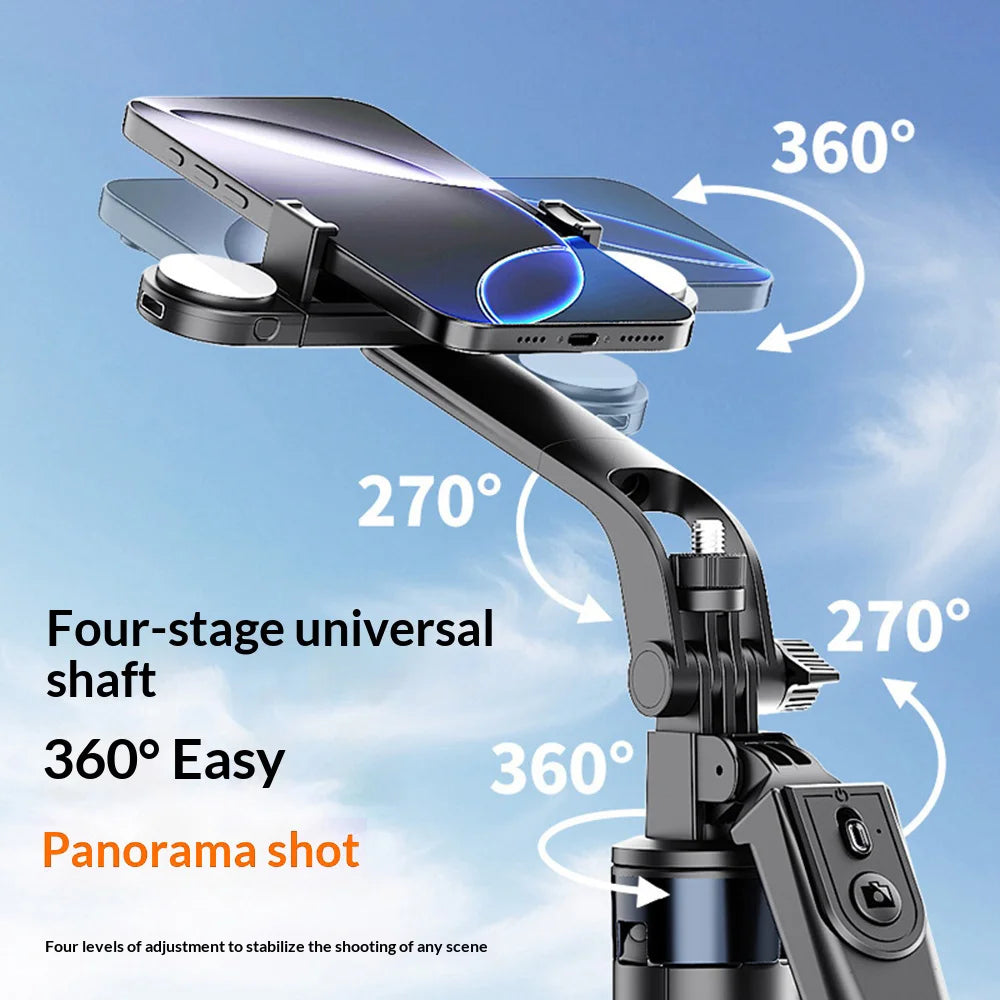 FUNSNAP D180 4-Axis Stabilization Phone Stand 180cm Extendable Bluetooth-compatible Selfie Stick Tripod for Live Streaming - Black - 4