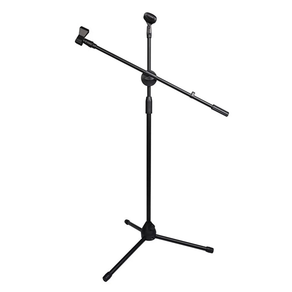 ML03 131cm Expandable Adjustable Boom Height Microphone Stand Tripod Holder with 2 Mic Clips - 1