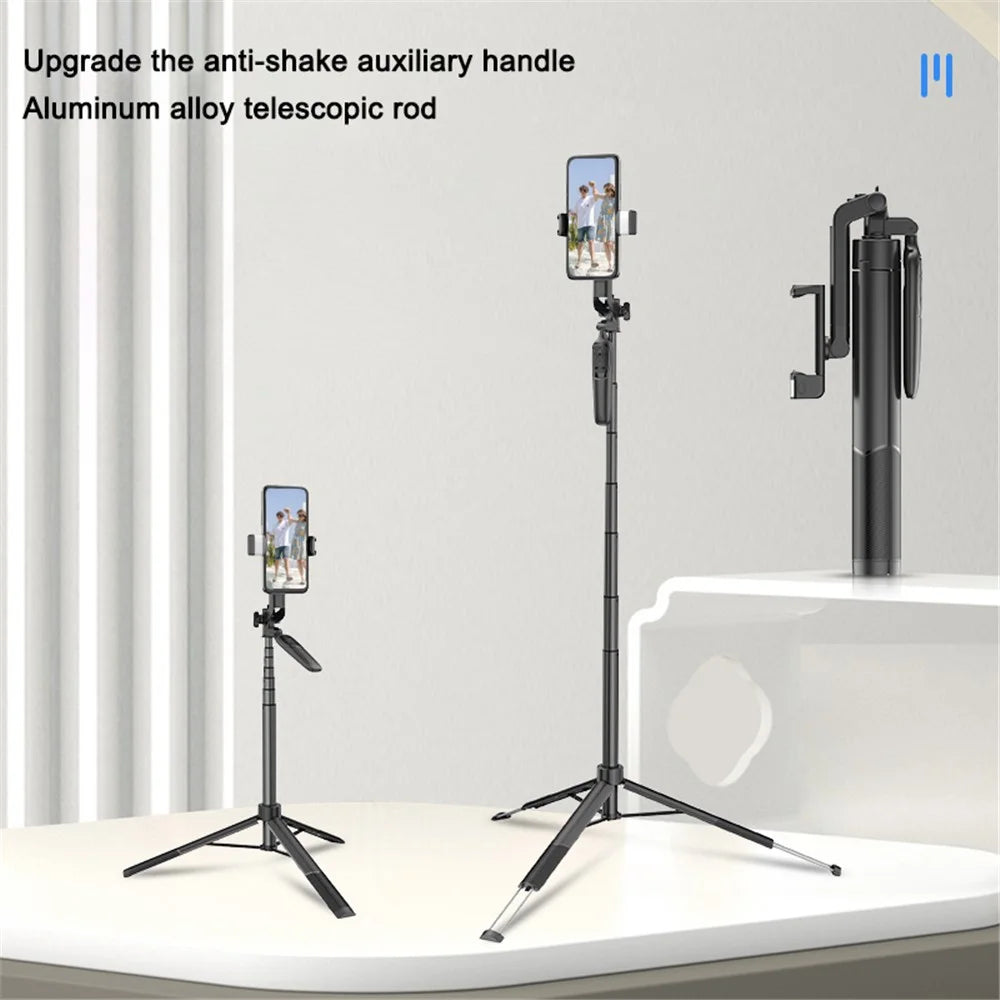 A66 1.6m Extendable Tripod Stand Portable Phone Stand Stable Selfie Stick Tripod with Fill Light and Wireless Remote for iPhone and Android - 2