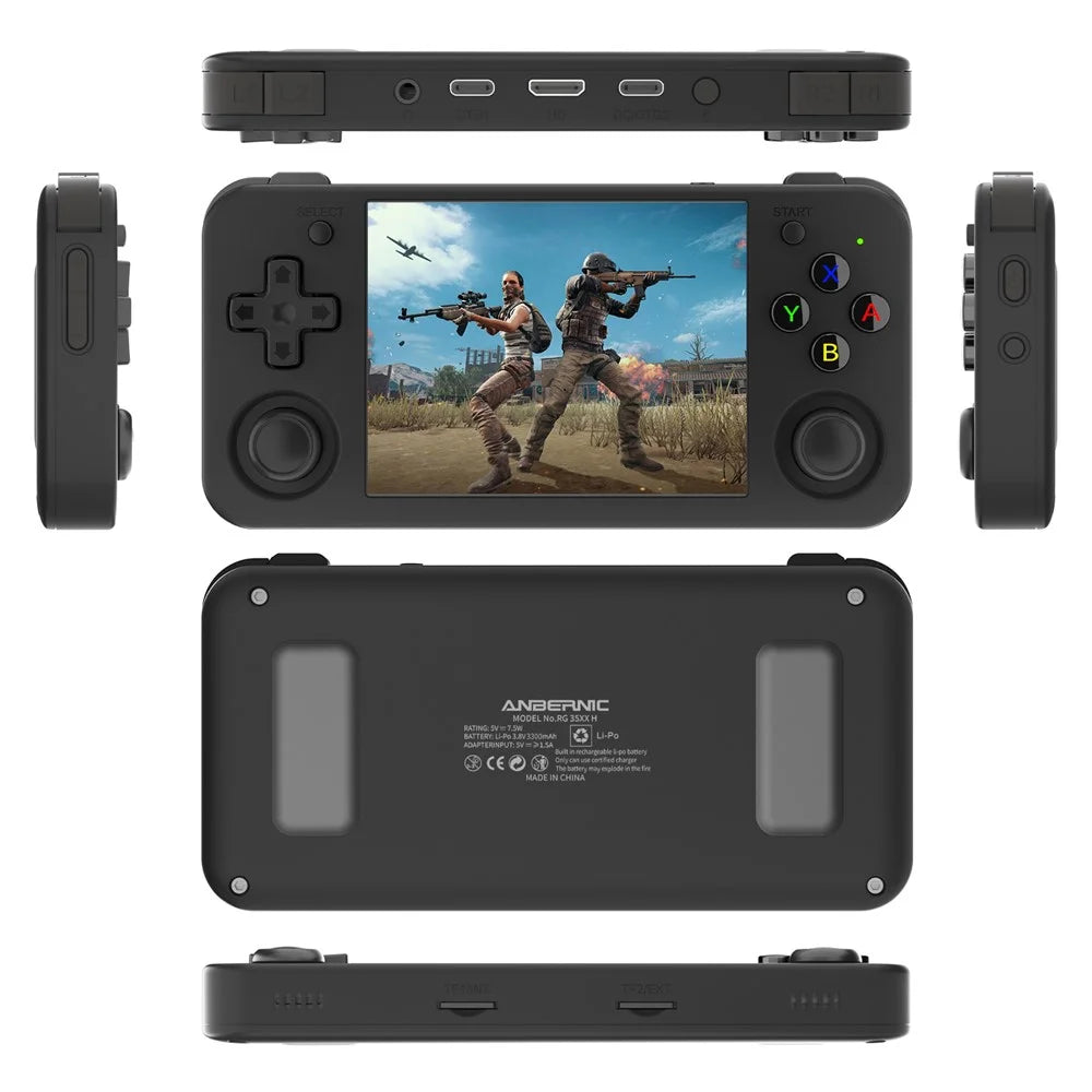 ANBERNIC RG35XXH Linux System 3.5-inch IPS Screen Retro Game Console with HD Output (English Version), 64+128G - Black - 1