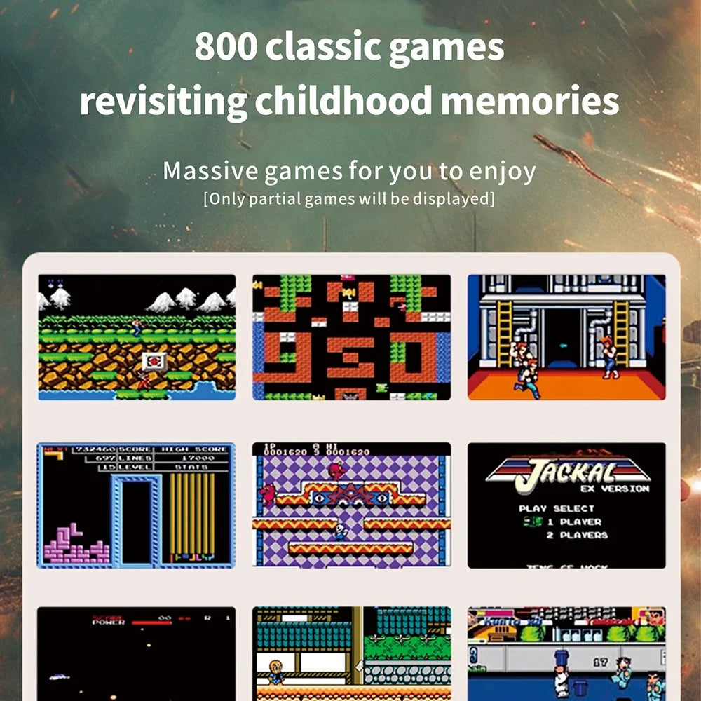 Q8 Retro Game Console with Handheld Controller Built-In 800 Games for 2 Players - Transparent Grey - 4