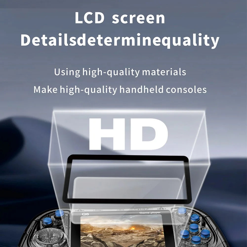 Q8 Retro Game Console with Handheld Controller Built-In 800 Games for 2 Players - Transparent Grey - 5