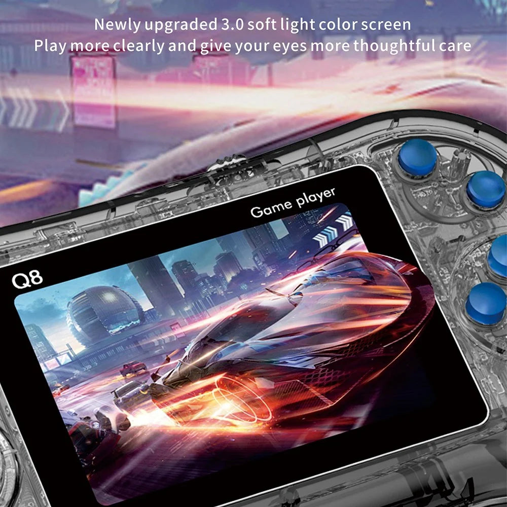 Q8 Retro Game Console with Handheld Controller Built-In 800 Games for 2 Players - Transparent Grey - 6