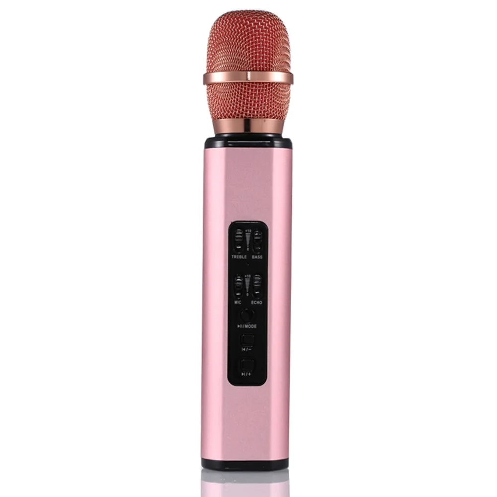 K6 2 in 1 Wireless Microphone Bluetooth-Compatible Speaker with LED Light HiFi Sound Reverb Effect Karaoke Device - Pink - 2