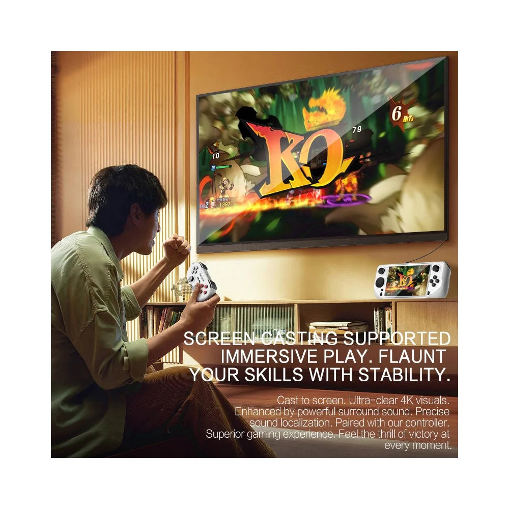 E6 Handheld Game Console 5 Inch Screen Android Dual Player Competitive Gaming Machine with 64GB Card - White - 7